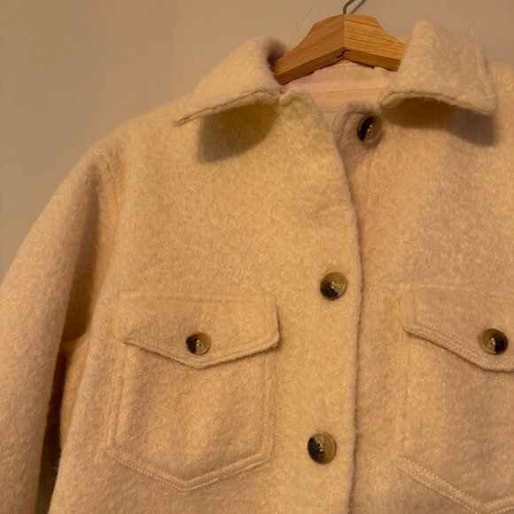 Joie Women’s Cream/Tan Sherpa Teddy Long Shirt Jacket Size XS - Picture 3 of 8
